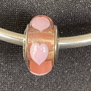 Pandora Murano Glass charms with pink hearts (2)
